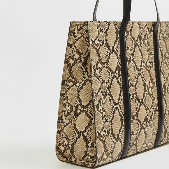 VIOLETA MANGO SNAKE-EFFECT SHOULDER BAG - BROWN (NEW WITH TAGS) - Picture 4 of 7